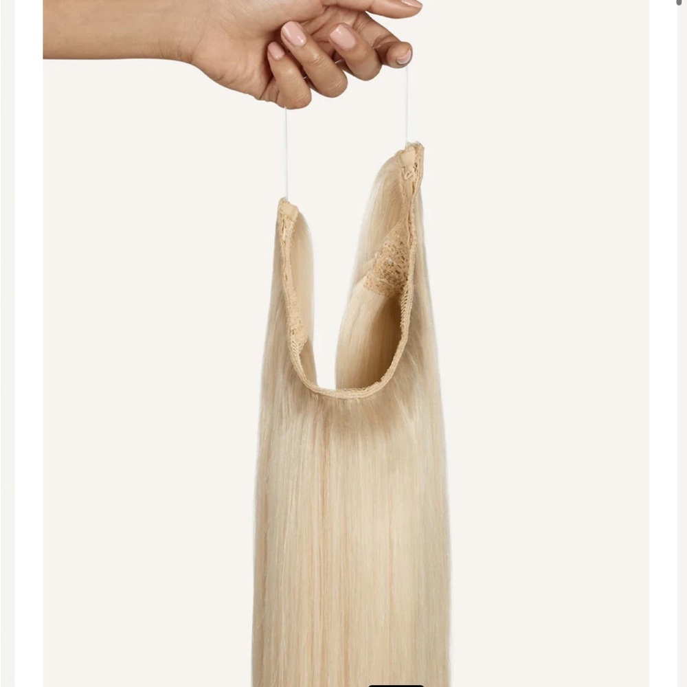 16 inch Luxy platinum blonde halo hair extensions